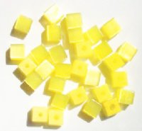 30 6mm Yellow Fiber Optic Cat Eye Cube Beads